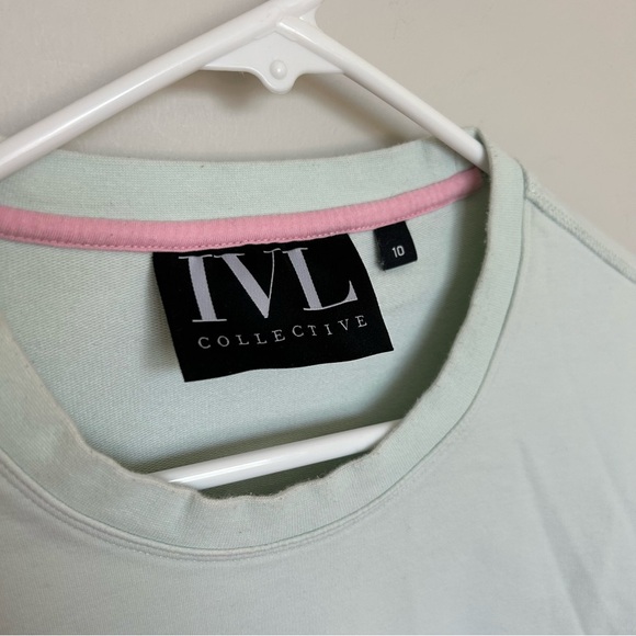 Women’s IVL COLLECTIVE Mint Cropped Sweater, Long Puff Sleeve, Size 10 - Picture 3 of 6